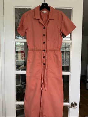 Madewell Coral Utility Button-Front Jumpsuit size 0